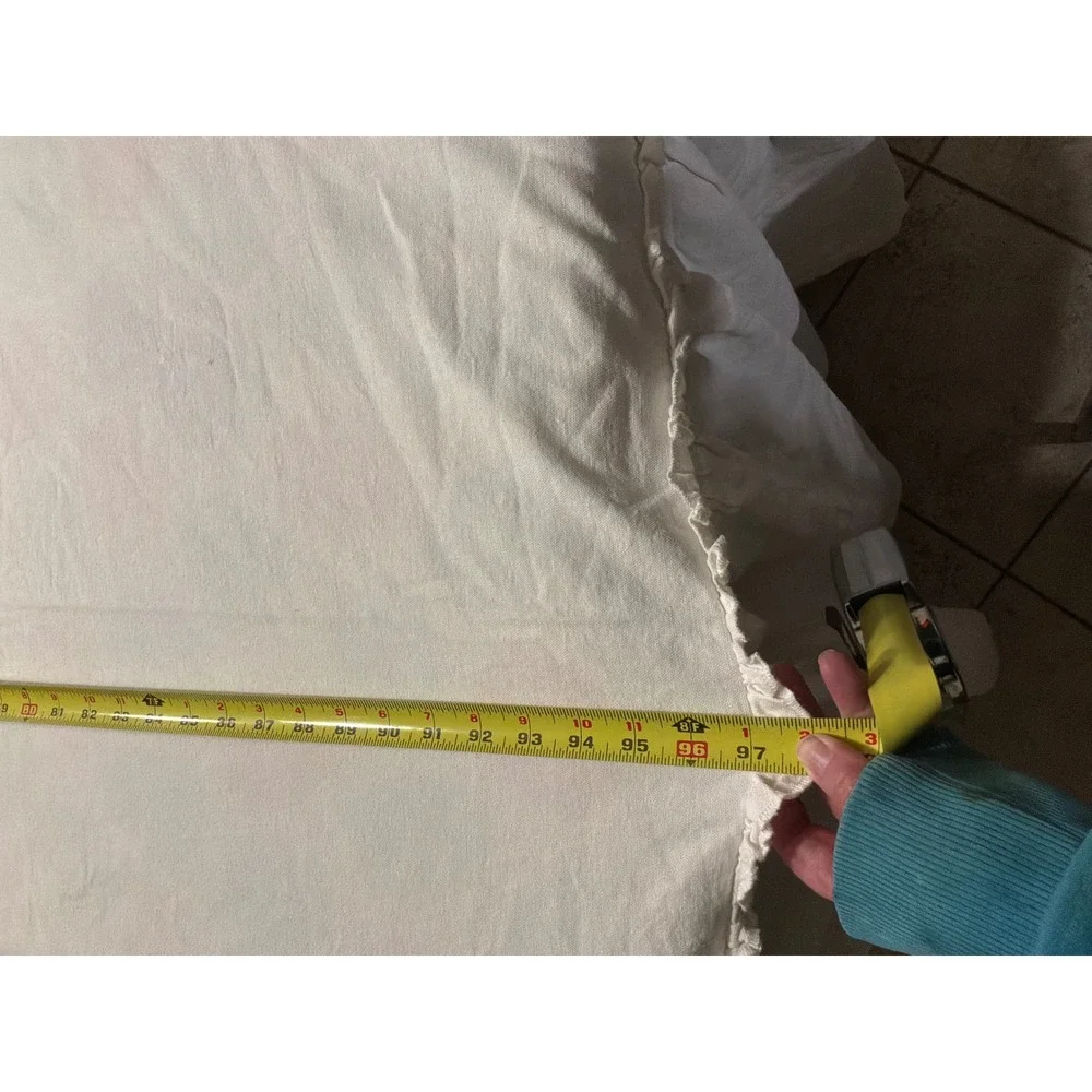 Vintage Ruffled Tablecloth Unisex 97x54 White Good Farmhouse Shabby‎ Chic